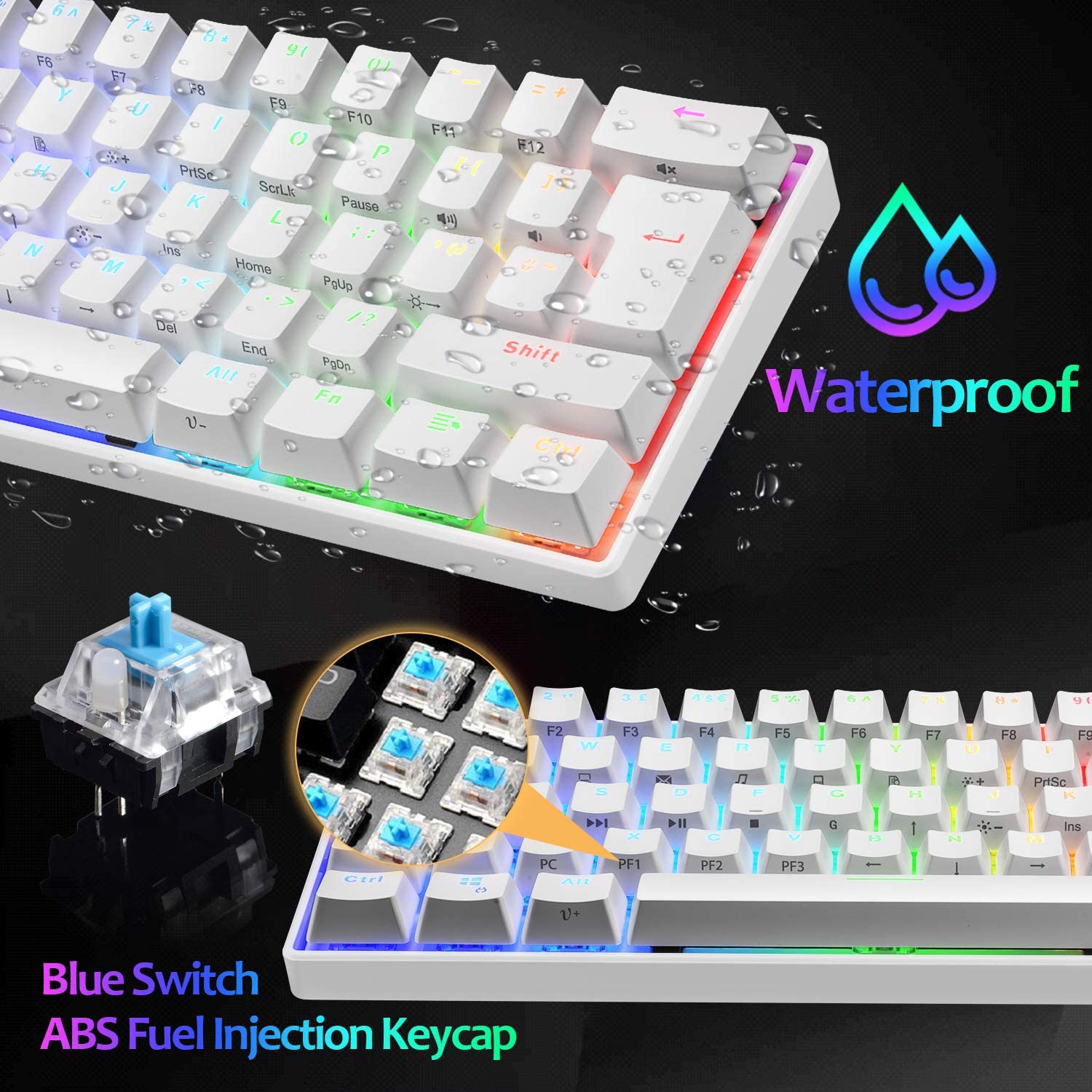 MAGIC-REFINER MK21 60% True Mechanical Gaming Keyboard UK Layout Type C Wired 62 Keys 14 Chroma RGB Backlight Keyboard Full Anti-ghosting