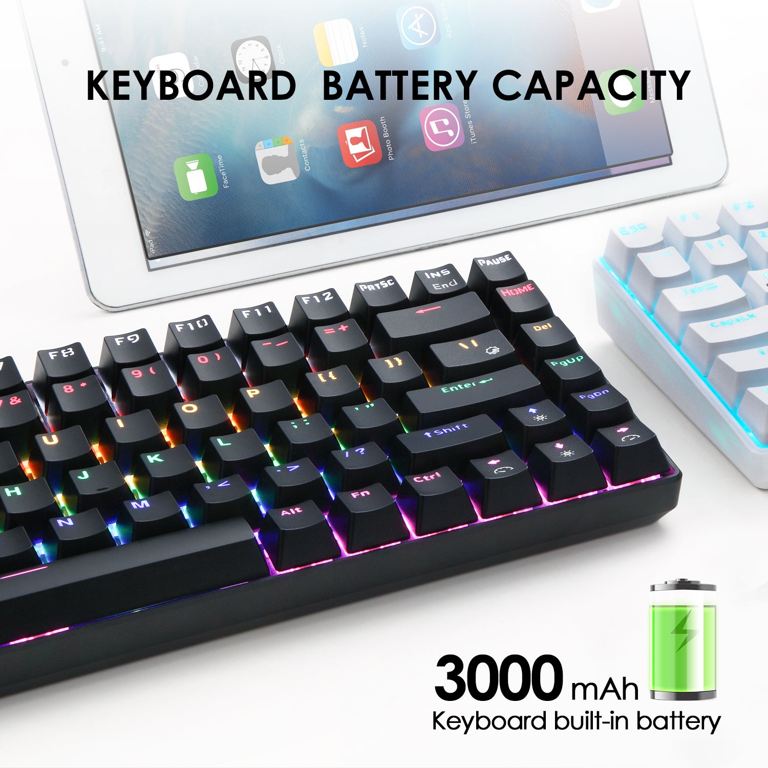 XINMENG XM84 84 Keys 3 Modes Mechanical Keyboard, Bluetooth 5.0/Wireless 2.4G/Wired, Rechargeable 3000mAh Battery, 20 LED Backlit Mode