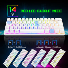 MAGIC-REFINER MK22 Compact 60% Mechanical Gaming Keyboard with all key Anti-ghosting , 61 Key Rainbow RGB Backlit Metal Plate Type-C