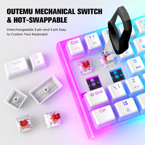 MAGIC-REFINER MK-1 60% Wired Mechanical Gaming Keyboard, PBT Pudding Keycaps, Hot-Swappable, 18 RGB Backlit, Outemu Red Switch, for PC/PS4/Xbox