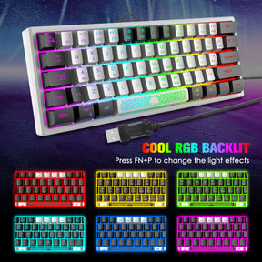 ZIYOU LANG K61 - 60 Percent Compact Gaming Keyboard UK Layout Ultralight LED Backlit Mechanical Feel PS4 Laptop PC Accessories