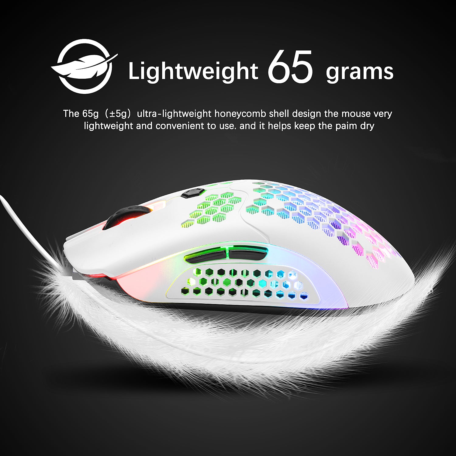 MAMBASNAKE M5 Wired Lightweight Gaming Mouse,26 RGB Backlit Mice with 7 Buttons Programmable Driver,PAW3325 12000DPI Mice, Honeycomb Shell