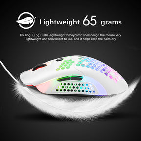 MAMBASNAKE M5 Wired Lightweight Gaming Mouse,26 RGB Backlit Mice with 7 Buttons Programmable Driver,PAW3325 12000DPI Mice, Honeycomb Shell