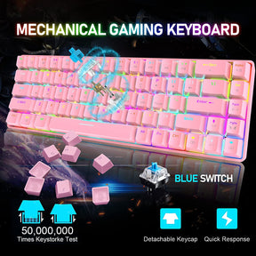 ZIYOU LANG T8 60% Mechanical Mini Gaming Keyboard Compact Type C Wired 68 Keys LED Backlit USB Waterproof Keyboard 18 Chroma RGB