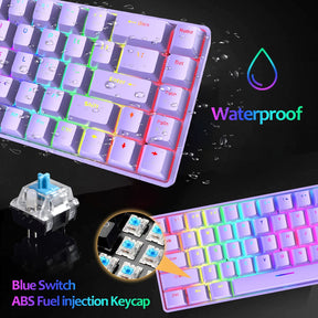 MAGIC-REFINER MK14 60% Mechanical Gaming Keyboard Type C Wired 68 Keys LED illuminated 18 Chroma RGB Lighting Clicky Switches Anti-ghosting