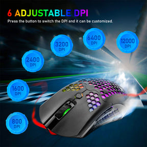 ZIYOU LANG X2 Wireless/ Wired Gaming Mouse,16 RGB Backlit Ultralight Honeycomb Shell with Programmable Driver,Rechargeable 800mA,12000 DPI