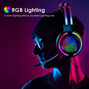 MAMBASNAKE M12 Gaming Headset Virtual 7.1-Channel Stereo Surround RGB Headset with Sound Card Chip Omnidirectional Microphone