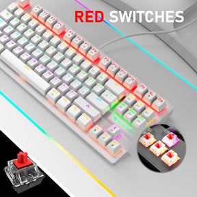 FELiCON K2 Wired 80% Percent Mechanical Gaming Keyboard UK Layout Rainbow Light Up Keyboard Compact 88 Keys Ergonomic for PC Mac