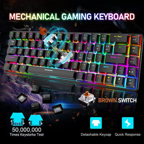 ZIYOU LANG T8 60% Mechanical Mini Gaming Keyboard Compact Type C Wired 68 Keys LED Backlit USB Waterproof Keyboard 18 Chroma RGB