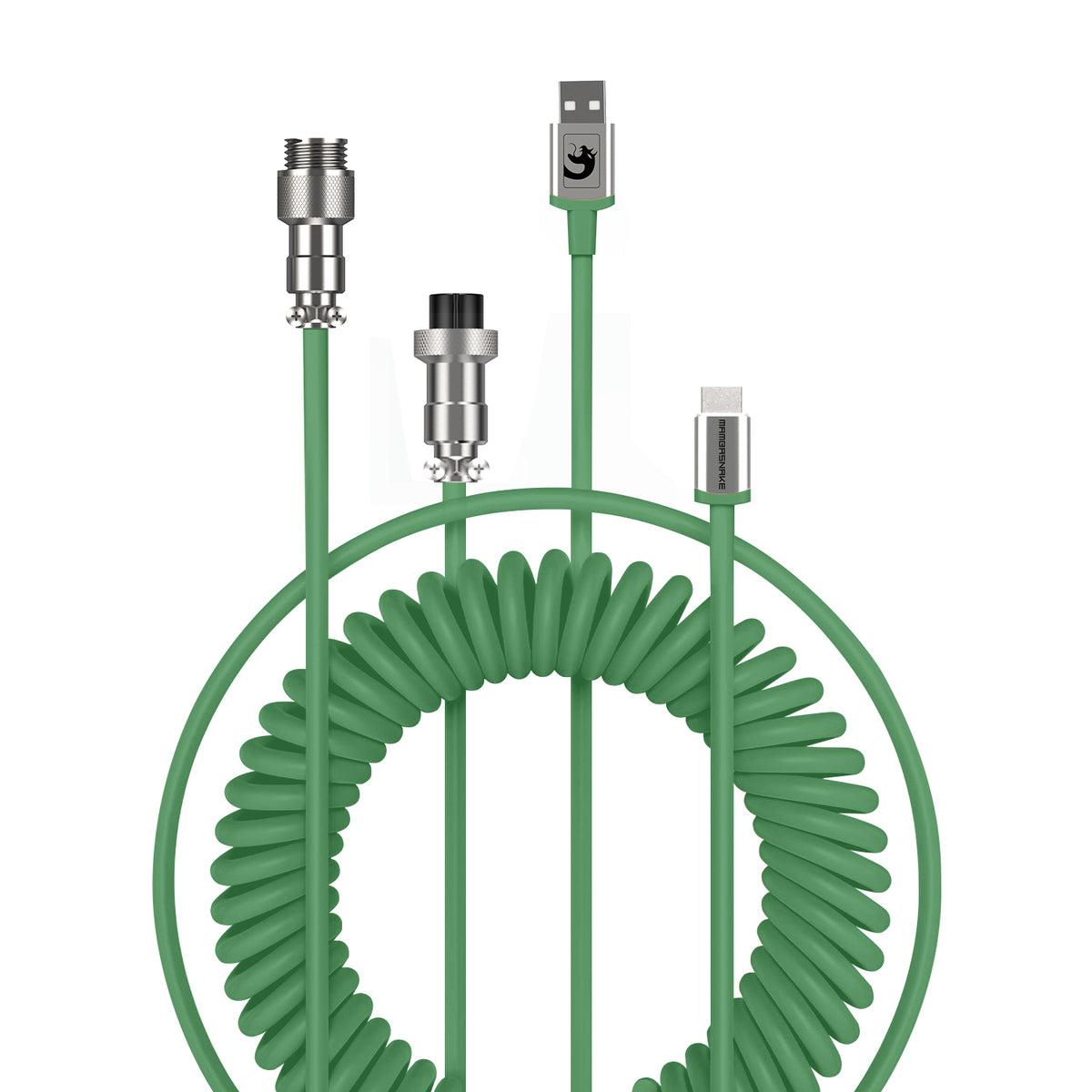 MAMBASNAKE C01 Gaming Keyboard Cable, Coiled Aviator Cable Type-C to USB-A, with Detachable Metal Aviation Connector, TPU Cables