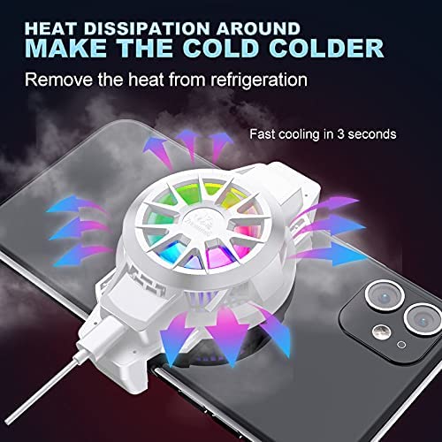 ZIYOU LANG Z1 Portable Mobile Phone Cooler, RGB Backlit with Adjustable Buckle Semiconductor Cooling Fan With USB Cable, with iPhone/Android