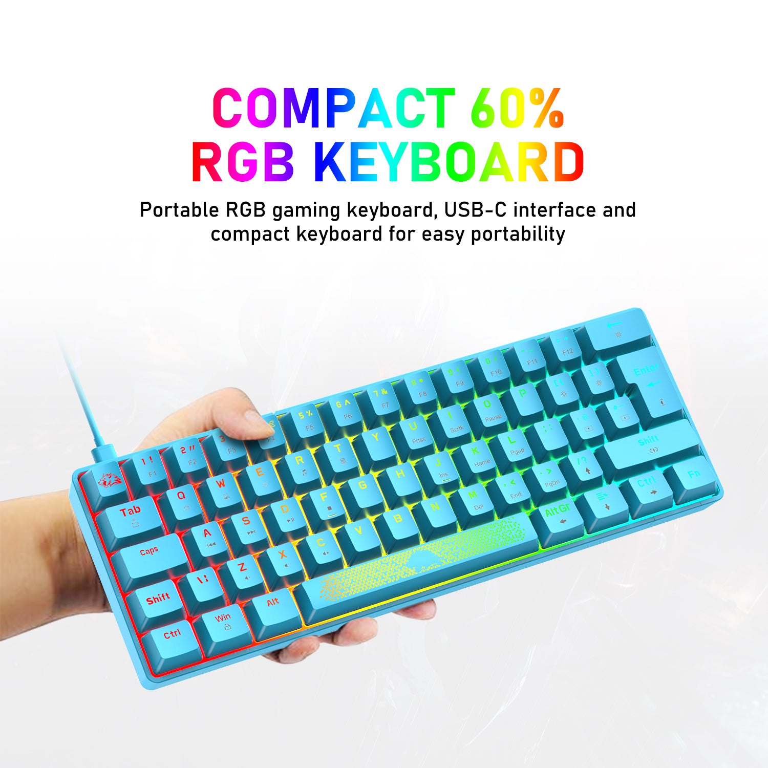 ZIYOU LANG T60RGB Mechanical Gaming Keyboard, 60% Compact 62 Key USB C Wired RGB Backlit LED Backlight Ergonomic Gaming Keyboard