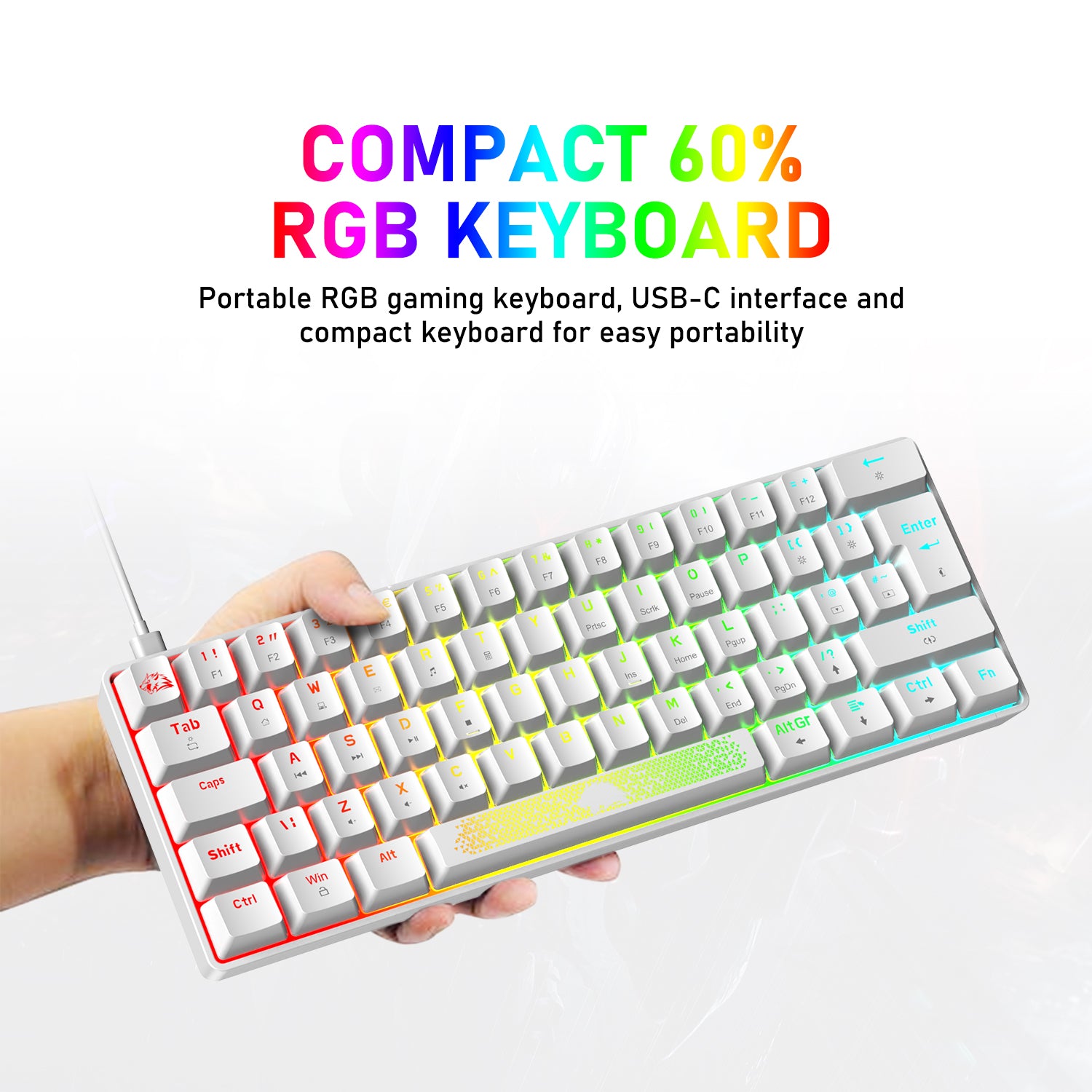 ZIYOU LANG T60RGB Mechanical Gaming Keyboard, 60% Compact 62 Key USB C Wired RGB Backlit LED Backlight Ergonomic Gaming Keyboard