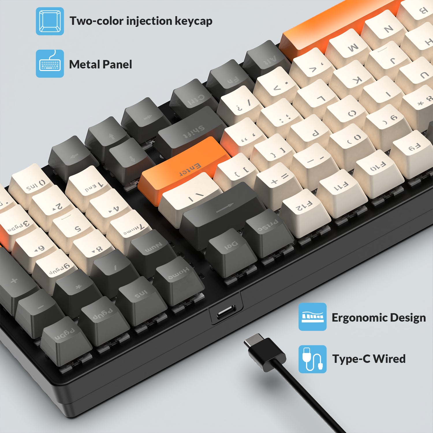 ZIYOU LANG K3 Mechanical Keyboard Ultra-Compact Mini 98-Key Wired Type C USB Water-resistant RGB Illuminated Clicky Linear Switch