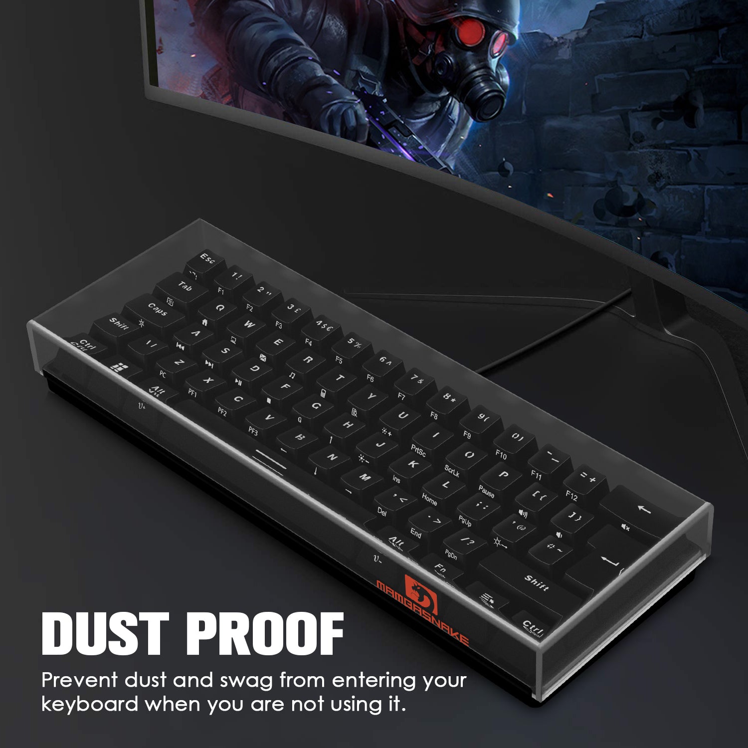 MAMBASNAKE Premium Acrylic Cover Dust Cover Waterproof Anti-Knock Clear Keyboard Cover for 60% Compact PC Keyboard, 11.5*4*1.1 in