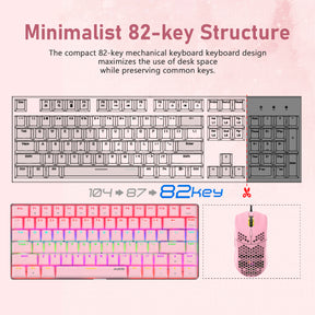 AJAZZ AK33 Gaming Mechanical Keyboard Type-C Computer Keyboard with Rainbow LED Backlit 82keys Anti-ghosting, Blue Switch