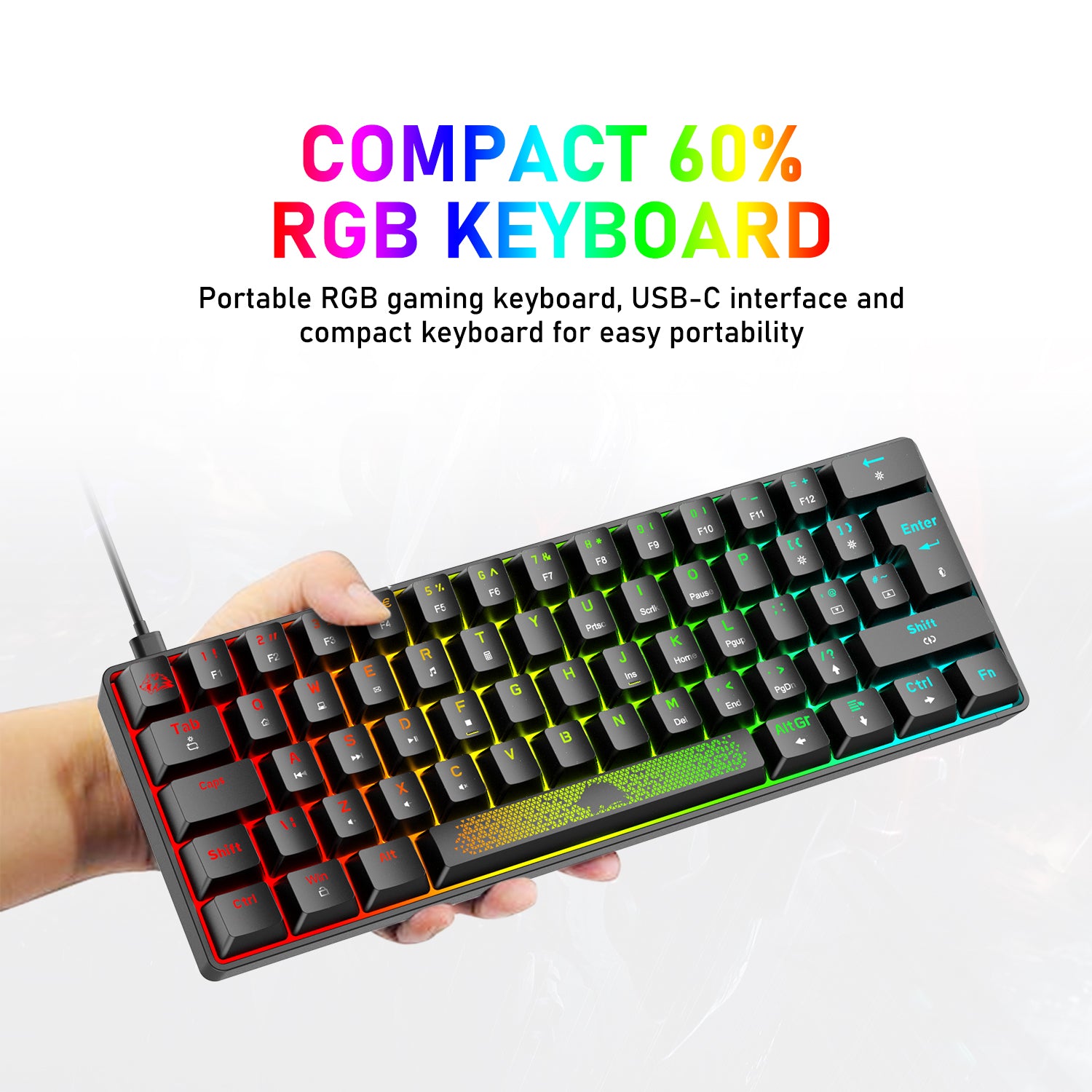 ZIYOU LANG T60RGB Mechanical Gaming Keyboard, 60% Compact 62 Key USB C Wired RGB Backlit LED Backlight Ergonomic Gaming Keyboard