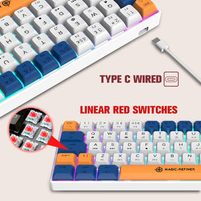 MAGIC-REFINER MK21 UK Layout 60% Mechanical Gaming Keyboard Mini Compact Wired Type C Dye-Sublimation PBT USB Water-resistant 14 Chroma RGB Illuminated