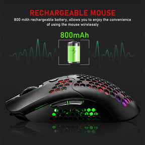 ZIYOU LANG X2 Wireless/ Wired Gaming Mouse,16 RGB Backlit Ultralight Honeycomb Shell with Programmable Driver,Rechargeable 800mA,12000 DPI