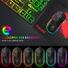 ZIYOU LANG T2 Gaming Keyboard and Mouse, Mechanical Feel Keyboard,RGB 6400 DPI Lightweight Gaming Mouse for Windows PC Gamers