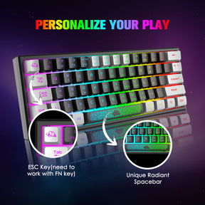 ZIYOU LANG K61 - 60 Percent Compact Gaming Keyboard UK Layout Ultralight LED Backlit Mechanical Feel PS4 Laptop PC Accessories