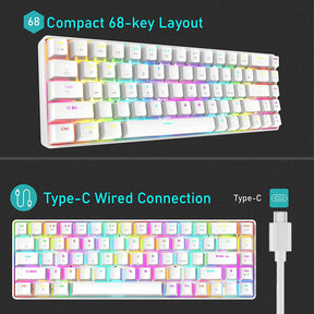 ZIYOU LANG T8 60% Mechanical Mini Gaming Keyboard Compact Type C Wired 68 Keys LED Backlit USB Waterproof Keyboard 18 Chroma RGB