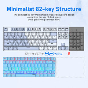 AJAZZ AK33 Gaming Mechanical Keyboard Type-C Computer Keyboard with Rainbow LED Backlit 82keys Anti-ghosting, Blue Switch