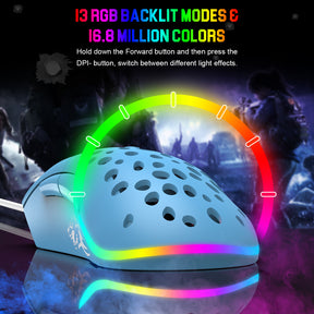 ZIYOU LANG D19 Wired RGB Gaming Mouse, 12000DPI, 7 Programmable Buttons, Adjustable Weights, Honeycomb Shell Mice for PC/PS4/XBOX