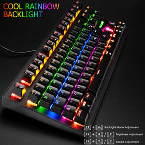 FELiCON K2 Wired 80% Percent Mechanical Gaming Keyboard UK Layout Rainbow Light Up Keyboard Compact 88 Keys Ergonomic for PC Mac