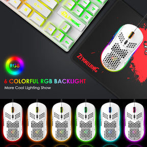 ZIYOU LANG T2 Gaming Keyboard and Mouse, Mechanical Feel Keyboard,RGB 6400 DPI Lightweight Gaming Mouse for Windows PC Gamers