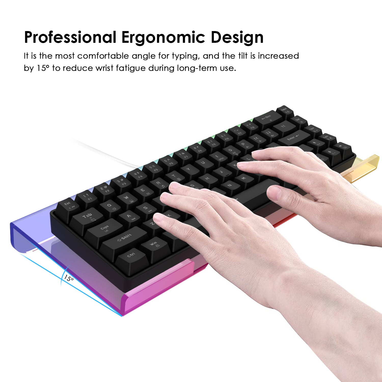 Premium Acrylic Computer Keyboard Stand, 366 Kinds RGB LED Backlit Keyboard Tray,Gaming Keyboard USB Interface Keyboard Stand