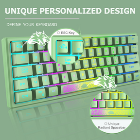 ZIYOU LANG K61 - 60 Percent Compact Gaming Keyboard UK Layout Ultralight LED Backlit Mechanical Feel PS4 Laptop PC Accessories