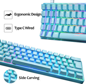 MAGIC-REFINER MK21 60% True Mechanical Gaming Keyboard UK Layout Type C Wired 62 Keys 14 Chroma RGB Backlight Keyboard Full Anti-ghosting