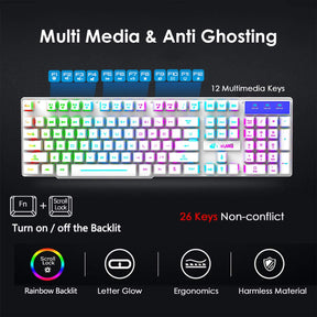 ZIYOU LANG T3 Wireless Rainbow Backlit 2.4G Rechargeable Mechanical Feel Gaming Keyboard+2400DPI 6 Buttons LED Gaming Mouse+Mouse Pad