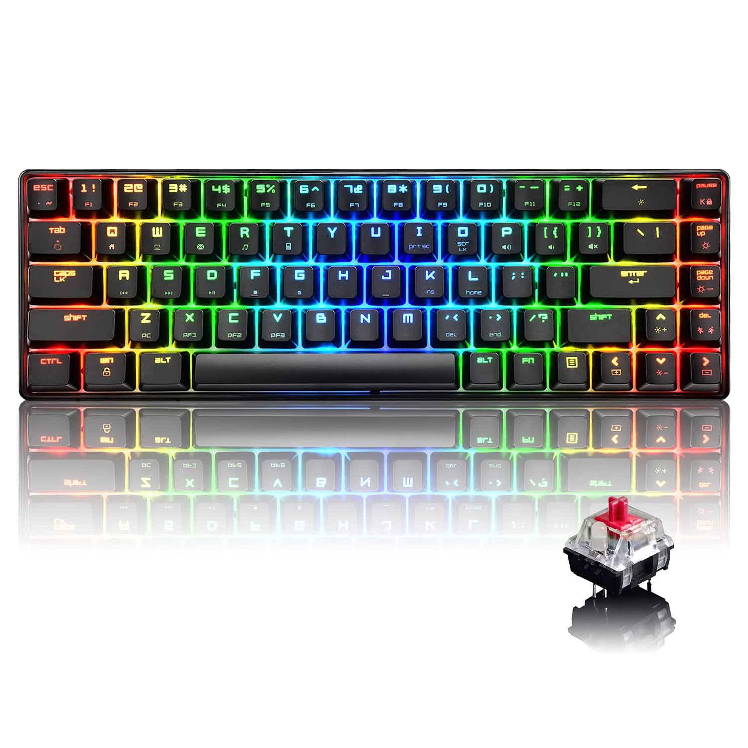 MAGIC-REFINER MK14 60% Mechanical Gaming Keyboard Type C Wired 68 Keys LED illuminated 18 Chroma RGB Lighting Clicky Switches Anti-ghosting