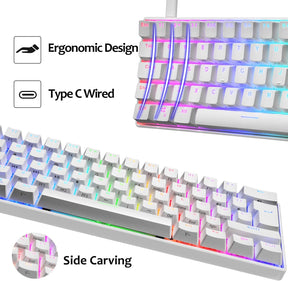 MAGIC-REFINER MK21 60% True Mechanical Gaming Keyboard UK Layout Type C Wired 62 Keys 14 Chroma RGB Backlight Keyboard Full Anti-ghosting