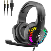 MAMBASNAKE CY907 Gaming Headset, Noise Cancelling Over Ear Headphones with Microphone for PS4 PC Xbox One PS5, Rainbow LED Backlit