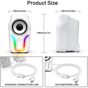 MAMBASNAKE CS-225 Stereo Volume Control Gaming Computer Speakers with 6 RGB Backlit Effect,USB Powered Wired Laptop Speakers with 3.5mm