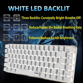 AJAZZ AK33 Gaming Mechanical Keyboard Type-C Computer Keyboard with Rainbow LED Backlit 82keys Anti-ghosting, Blue Switch