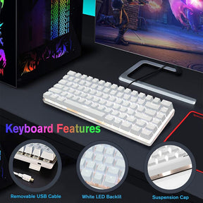 AJAZZ AK33 Gaming Mechanical Keyboard Type-C Computer Keyboard with Rainbow LED Backlit 82keys Anti-ghosting, Blue Switch