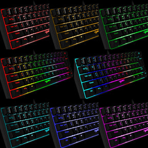 HXSJ V700 60% Gaming Keyboard, 61 Keys Portable Mini Compact Keyboard, 11 RGB Illuminated LED Backlit Waterproof Keyboard