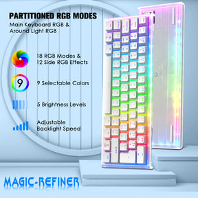 MAGIC-REFINER MK-1 60% Wired Mechanical Gaming Keyboard, PBT Pudding Keycaps, Hot-Swappable, 18 RGB Backlit, Outemu Red Switch, for PC/PS4/Xbox