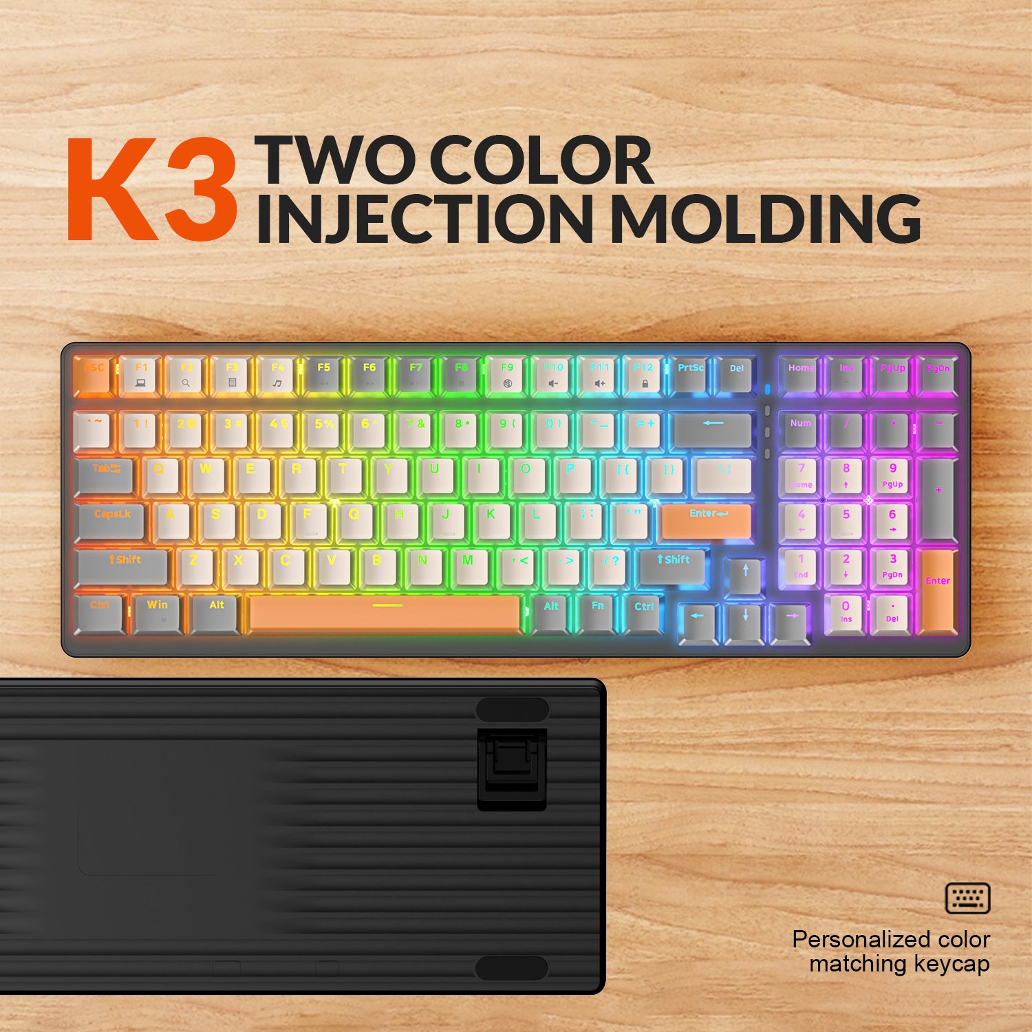 ZIYOU LANG K3 Mechanical Keyboard Ultra-Compact Mini 98-Key Wired Type C USB Water-resistant RGB Illuminated Clicky Linear Switch