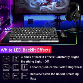 AJAZZ AK33 Gaming Mechanical Keyboard Type-C Computer Keyboard with Rainbow LED Backlit 82keys Anti-ghosting, Blue Switch