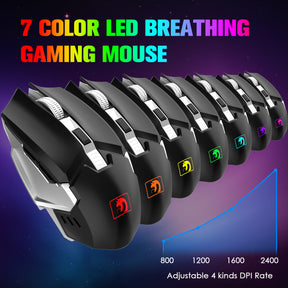 MAMBASNAKE K620 Wireless Gaming Keyboard & Mouse Combo,Mechanical Feel 100% Light Up Keyboard 4800mAh Rechargeable+PC Gaming Mice