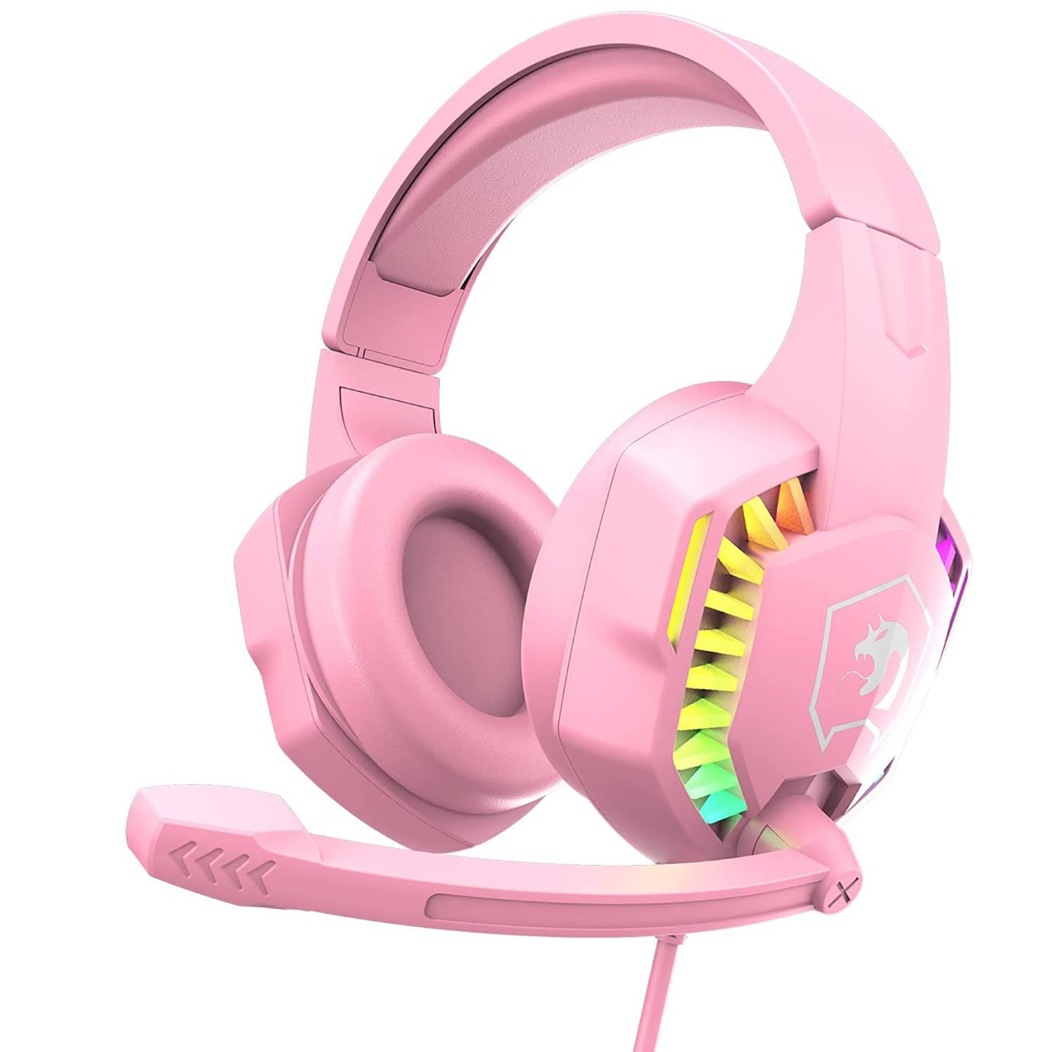 MAMBASNAKE CY907 Gaming Headset, Noise Cancelling Over Ear Headphones with Microphone for PS4 PC Xbox One PS5, Rainbow LED Backlit