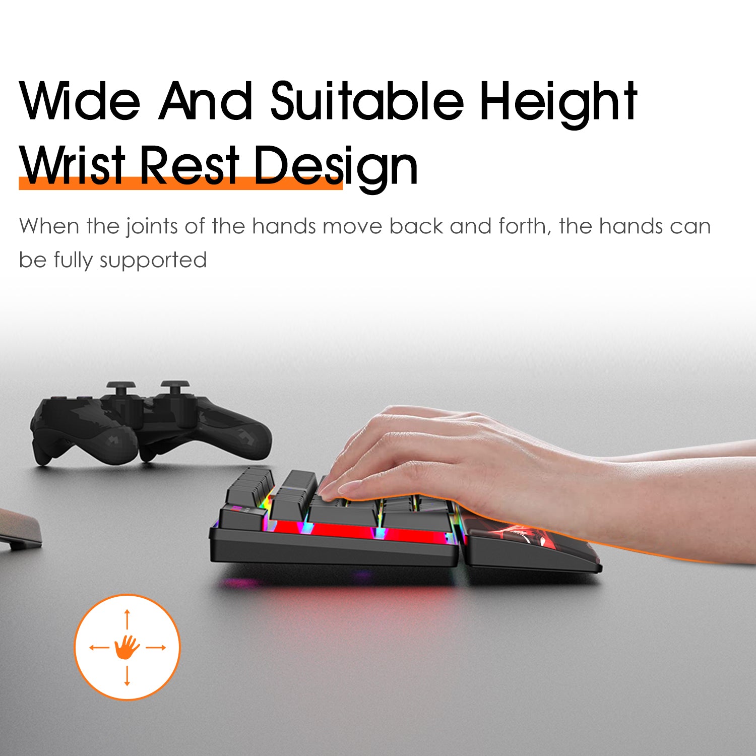 AJAZZ Wrist Rest for Full size Gaming Office Mechanical Wireless Bluetooth PC Keyboard Memory Foam Ergonomic Soft Faux Leather