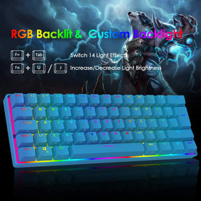 MAGIC-REFINER MK21 60% True Mechanical Gaming Keyboard UK Layout Type C Wired 62 Keys 14 Chroma RGB Backlight Keyboard Full Anti-ghosting