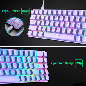 MAGIC-REFINER MK14 60% Mechanical Gaming Keyboard Type C Wired 68 Keys LED illuminated 18 Chroma RGB Lighting Clicky Switches Anti-ghosting