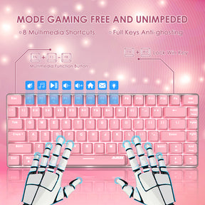 AJAZZ AK33 Gaming Mechanical Keyboard Type-C Computer Keyboard with Rainbow LED Backlit 82keys Anti-ghosting, Blue Switch